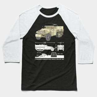 M3 Half-Track American Armored Personnel Carrier American WW2 Vehicle Infographic Diagram Gift Baseball T-Shirt